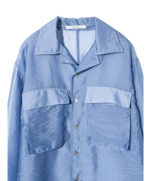 MIDIUMISOLID(ミディウミソリッド)の「MIDIUMISOLID Men’s シアーオープンカラーシャツ(シャツ/ブラウス・メンズ・ライトブルー/ブラック・48)」の11枚目の写真