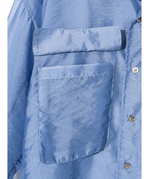 MIDIUMISOLID(ミディウミソリッド)の「MIDIUMISOLID Men’s シアーオープンカラーシャツ(シャツ/ブラウス・メンズ・ライトブルー/ブラック・48)」の13枚目の写真