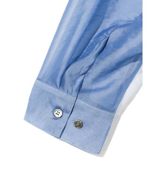 MIDIUMISOLID(ミディウミソリッド)の「MIDIUMISOLID Men’s シアーオープンカラーシャツ(シャツ/ブラウス・メンズ・ライトブルー/ブラック・48)」の16枚目の写真