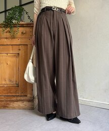 リネンタッチストライプタックパンツ