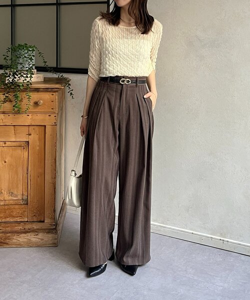Thevon(ゼボン)の「リネンタッチストライプタックパンツ(その他パンツ・レディース・ベージュ/ホワイト系その他/ブラウン・S/M)」の15枚目の写真
