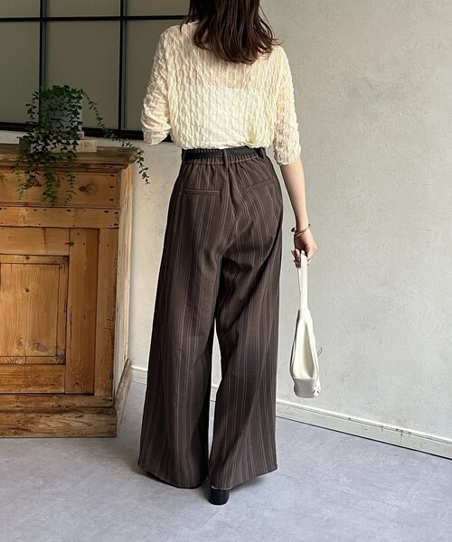 Thevon(ゼボン)の「リネンタッチストライプタックパンツ(その他パンツ・レディース・ベージュ/ホワイト系その他/ブラウン・S/M)」の16枚目の写真