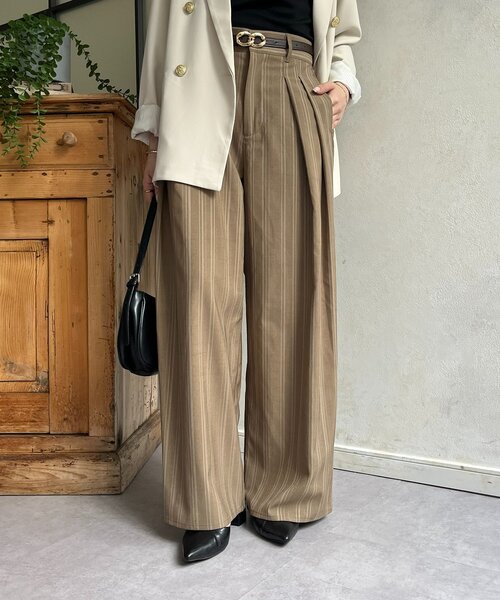 Thevon(ゼボン)の「リネンタッチストライプタックパンツ(その他パンツ・レディース・ベージュ/ホワイト系その他/ブラウン・S/M)」の18枚目の写真
