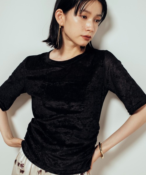 Shelly island（シェリーアイランド）の「ベロア半袖シャーリングTシャツ（Tシャツ/カットソー・レディース・ブラック/ホワイト・FREE）」の21枚目の写真