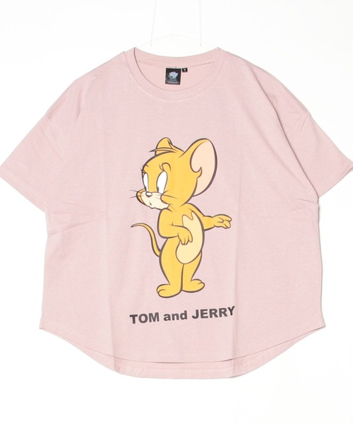 Tom&Jerry(トムアンドジェリー)の「TOMandJERRY トムとジェリー レディース 半袖 オーバーサイズプリントTシャツ(Tシャツ/カットソー・レディース・ピンク/イエロー/チャコールグレー/ダークグリーン/ブルー/ホワイト系2/ブラック/ホワイト系1・L/M)」の8枚目の写真