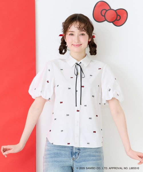HELLO KITTY】ハローキティ リボン刺繍ブラウス（シャツ/ブラウス