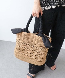 Three Four Time | 下がりリボン柄編みトート(かごバッグ)