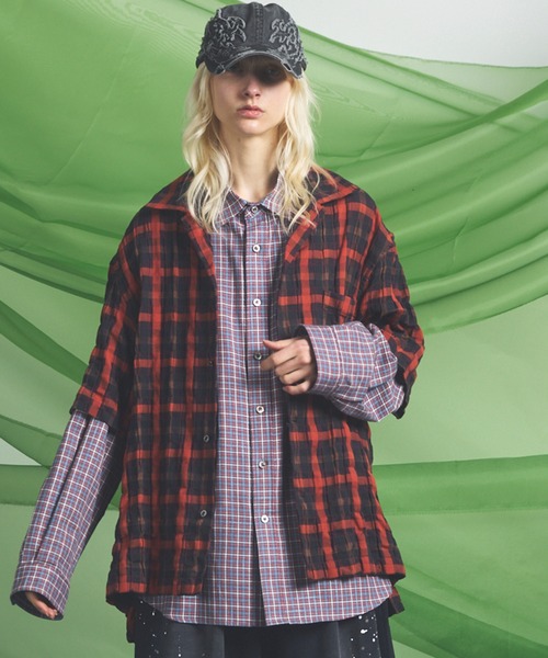 MAISON SPECIAL(メゾンスペシャル)の「《UNISEX》【Italian Dead Stock Fabric】Prime-Over Open Collar Short Sleeve Shirt/【イタリアンデッドストックファブリック】プライムオーバーオープンカラーショートスリーブシャツ【MAISON SPECIAL/メゾンスペシャル】(シャツ/ブラウス・メンズ・レッド/オレンジ/ブラウン/ホワイト/チャコールグレー/ブラック・2/1/0)」の1枚目の写真