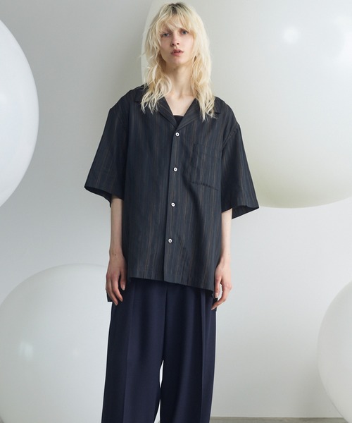 MAISON SPECIAL(メゾンスペシャル)の「《UNISEX》【Italian Dead Stock Fabric】Prime-Over Open Collar Short Sleeve Shirt/【イタリアンデッドストックファブリック】プライムオーバーオープンカラーショートスリーブシャツ【MAISON SPECIAL/メゾンスペシャル】(シャツ/ブラウス・メンズ・レッド/オレンジ/ブラウン/ホワイト/チャコールグレー/ブラック・2/1/0)」の20枚目の写真