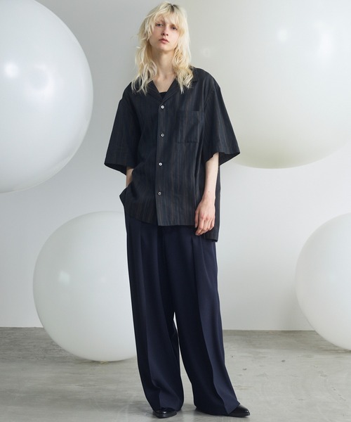 MAISON SPECIAL(メゾンスペシャル)の「《UNISEX》【Italian Dead Stock Fabric】Prime-Over Open Collar Short Sleeve Shirt/【イタリアンデッドストックファブリック】プライムオーバーオープンカラーショートスリーブシャツ【MAISON SPECIAL/メゾンスペシャル】(シャツ/ブラウス・メンズ・レッド/オレンジ/ブラウン/ホワイト/チャコールグレー/ブラック・2/1/0)」の8枚目の写真
