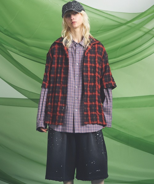 MAISON SPECIAL(メゾンスペシャル)の「《UNISEX》【Italian Dead Stock Fabric】Prime-Over Open Collar Short Sleeve Shirt/【イタリアンデッドストックファブリック】プライムオーバーオープンカラーショートスリーブシャツ【MAISON SPECIAL/メゾンスペシャル】(シャツ/ブラウス・メンズ・レッド/オレンジ/ブラウン/ホワイト/チャコールグレー/ブラック・2/1/0)」の12枚目の写真