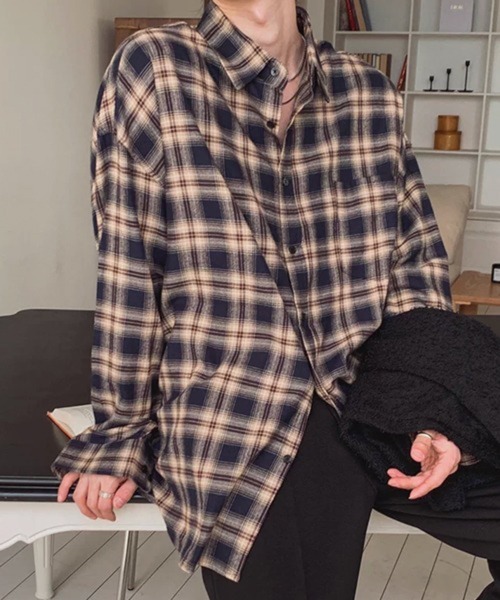 NOWLE(ノウル)の「【NOWLE】オンブレチェック ルーズフィット レギュラーカラー シャツ / TC素材(シャツ/ブラウス・メンズ・チェック・X-LARGE/LARGE/MEDIUM)」の7枚目の写真