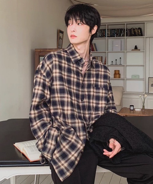 NOWLE(ノウル)の「【NOWLE】オンブレチェック ルーズフィット レギュラーカラー シャツ / TC素材(シャツ/ブラウス・メンズ・チェック・X-LARGE/LARGE/MEDIUM)」の8枚目の写真