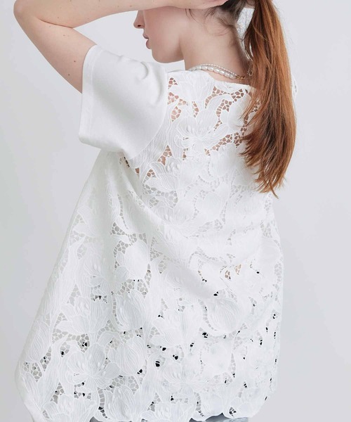 PICCIN PERLA(ピッチンペルラ)の「バックレースプルオーバー(Tシャツ/カットソー・レディース・ブラック/オフホワイト・M)」の5枚目の写真