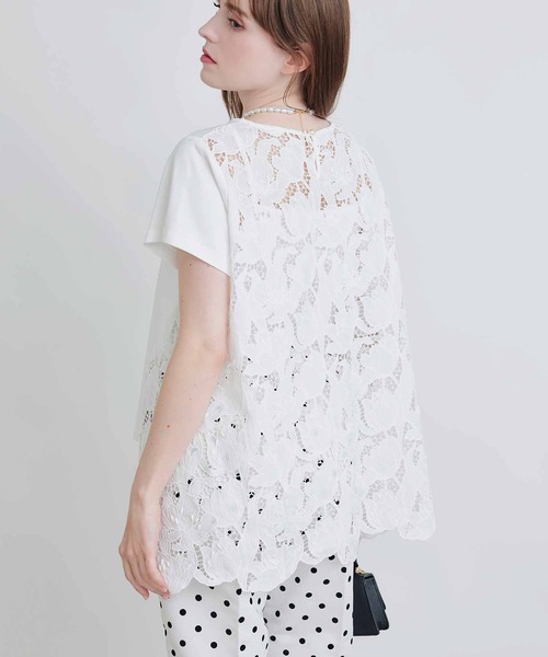 PICCIN PERLA(ピッチンペルラ)の「バックレースプルオーバー(Tシャツ/カットソー・レディース・ブラック/オフホワイト・M)」の4枚目の写真
