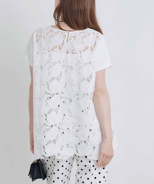 PICCIN PERLA(ピッチンペルラ)の「バックレースプルオーバー(Tシャツ/カットソー・レディース・ブラック/オフホワイト・M)」の7枚目の写真