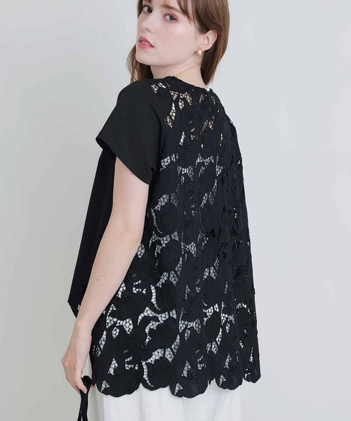 PICCIN PERLA(ピッチンペルラ)の「バックレースプルオーバー(Tシャツ/カットソー・レディース・ブラック/オフホワイト・M)」の12枚目の写真