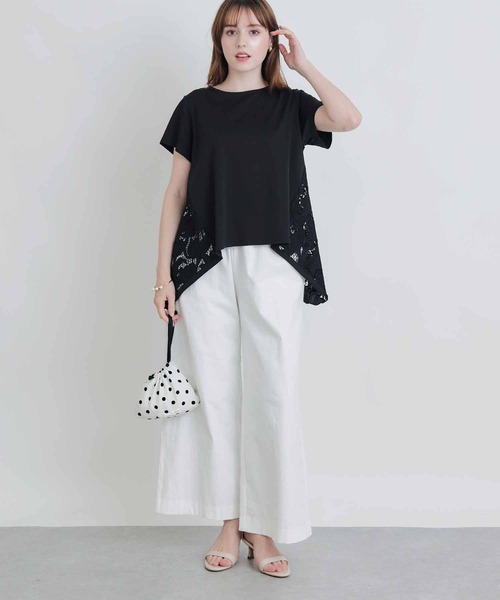 PICCIN PERLA(ピッチンペルラ)の「バックレースプルオーバー(Tシャツ/カットソー・レディース・ブラック/オフホワイト・M)」の14枚目の写真