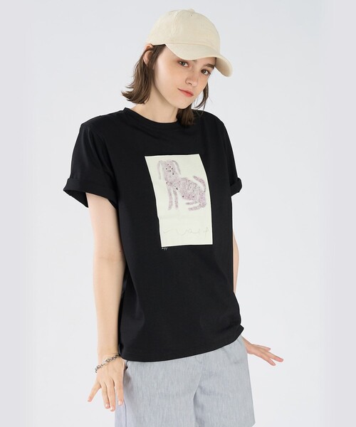 To b. by agnes b.（トゥービーバイアニエスベー）の「Dog T オーガニックコットン 半袖 アーティストTシャツ（Tシャツ/カットソー・レディース・ブラック・FREE）」の4枚目の写真