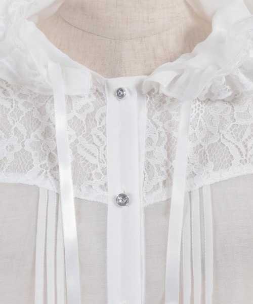 axes femme(アクシーズファム)の「フリルフードシアーシャツ(シャツ/ブラウス・レディース・ホワイト/サックスブルー/ブラック・FREE)」の9枚目の写真