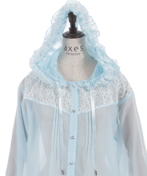 axes femme(アクシーズファム)の「フリルフードシアーシャツ(シャツ/ブラウス・レディース・ホワイト/サックスブルー/ブラック・FREE)」の16枚目の写真