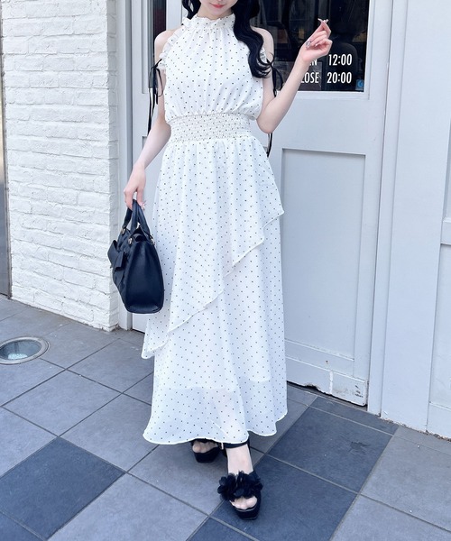 INGNI(イング)の「2Wayリボンアメスリロングワンピース(ワンピース・レディース・ホワイト系その他7/ブラック系/ホワイト系その他3・M)」の4枚目の写真