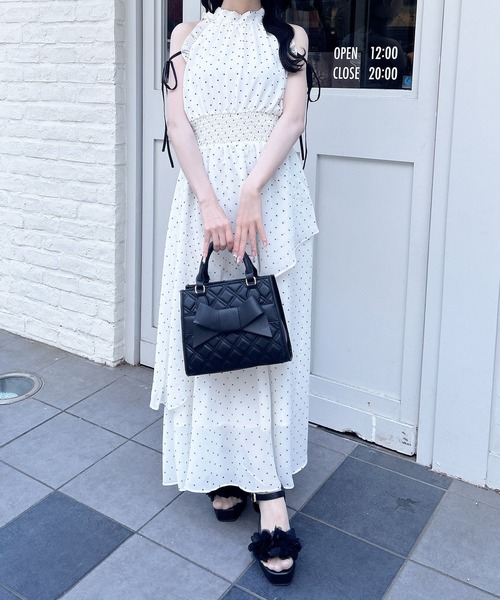 INGNI(イング)の「2Wayリボンアメスリロングワンピース(ワンピース・レディース・ホワイト系その他7/ブラック系/ホワイト系その他3・M)」の5枚目の写真