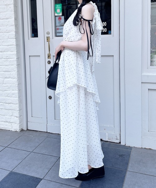 INGNI(イング)の「2Wayリボンアメスリロングワンピース(ワンピース・レディース・ホワイト系その他7/ブラック系/ホワイト系その他3・M)」の8枚目の写真