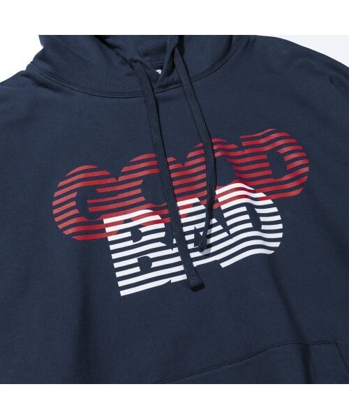EXTRAORDINARY（エクストラオーディナリー）の「GOOD BAD PRINT HOODIE  NAVY（パーカー・メンズ・その他・LARGE/MEDIUM）」の4枚目の写真