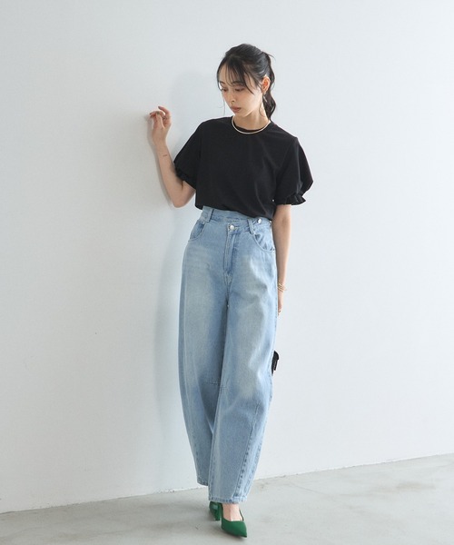 &. NOSTALGIA(アンドドットノスタルジア)の「パフスリーブTシャツ(Tシャツ/カットソー・レディース・オフホワイト/ブラック・M)」の16枚目の写真