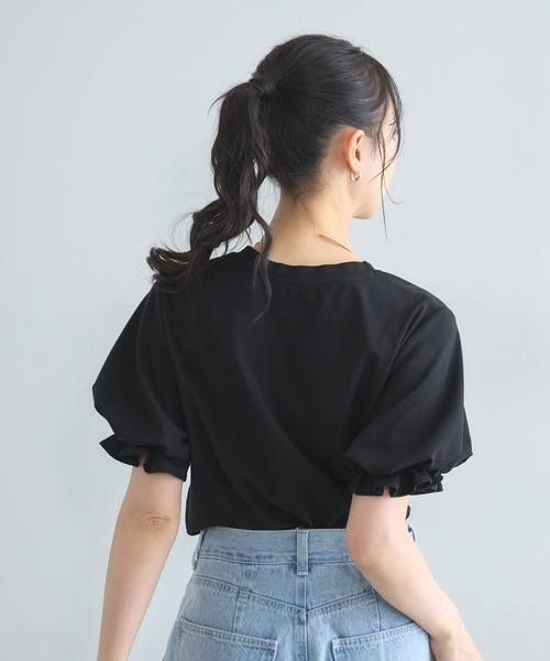 &. NOSTALGIA(アンドドットノスタルジア)の「パフスリーブTシャツ(Tシャツ/カットソー・レディース・オフホワイト/ブラック・M)」の15枚目の写真