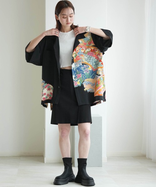 utatane(ウタタネ)の「着物リメイク maison utatane シャツ/ブラウス 宵闇の百花(シャツ/ブラウス・レディース・ブラック・FREE)」の14枚目の写真