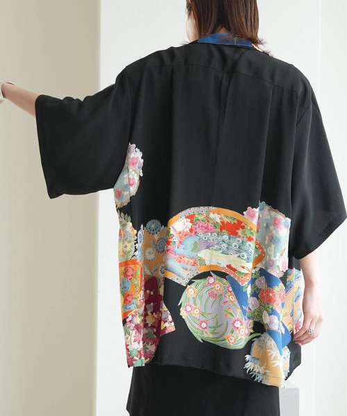 utatane(ウタタネ)の「着物リメイク maison utatane シャツ/ブラウス 宵闇の百花(シャツ/ブラウス・レディース・ブラック・FREE)」の7枚目の写真