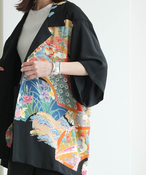 utatane(ウタタネ)の「着物リメイク maison utatane シャツ/ブラウス 宵闇の百花(シャツ/ブラウス・レディース・ブラック・FREE)」の8枚目の写真
