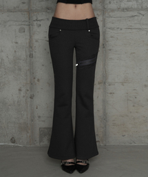 Lace Zipper Layer Bootcut Pants (Dark Gray)
