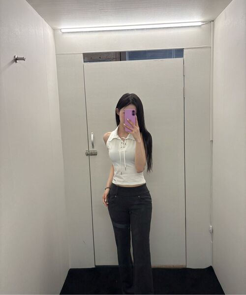 ETRE AU SOMMET(エトレオソメ)の「Lace Zipper Layer Bootcut Pants (Dark Gray)(その他パンツ・レディース・ダークグレー・FREE)」の12枚目の写真