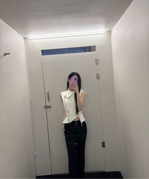 ETRE AU SOMMET(エトレオソメ)の「Lace Zipper Layer Bootcut Pants (Dark Gray)(その他パンツ・レディース・ダークグレー・FREE)」の13枚目の写真