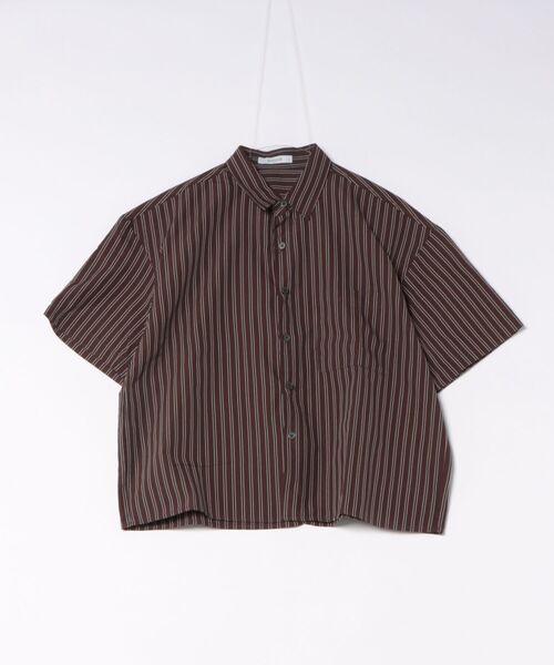 a.p.o.v.(エーピーオービー)の「a.p.o.v. クロップド丈オーバーサイズストライプシャツ(シャツ/ブラウス・メンズ・ブラック/ブラウン・ONESIZE)」の5枚目の写真