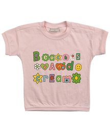 フラワーロゴ半袖Tシャツ-アプリコット