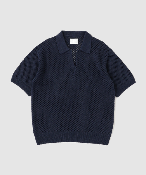 EDIFICE(エディフィス)の「《EDIFICE by PIPPIOLINO》コットン メッシュ スキッパー(ポロシャツ・メンズ・ネイビー/ホワイト・LARGE/MEDIUM)」の2枚目の写真