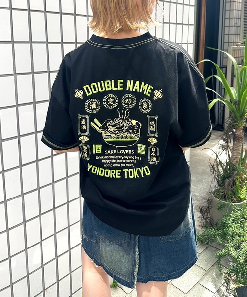 DOUBLE NAME（ダブルネーム）の「【YOIDORE】&times;DOUBLE NAMEコラボ ネオン刺繍 BIG TEE（Tシャツ/カットソー・レディース・オフホワイト/ブラック・FREE）」の2枚目の写真
