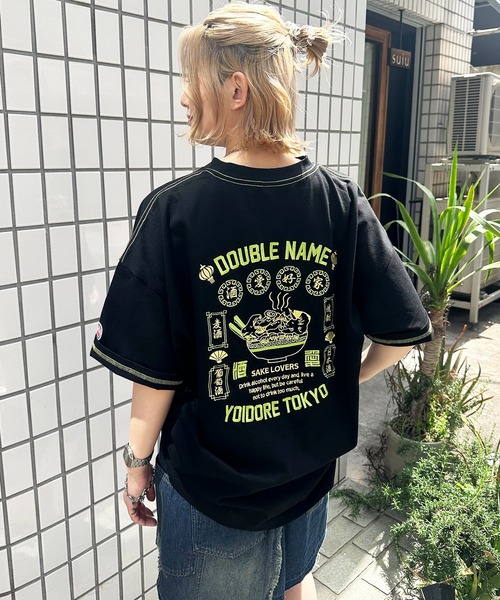 DOUBLE NAME（ダブルネーム）の「【YOIDORE】&times;DOUBLE NAMEコラボ ネオン刺繍 BIG TEE（Tシャツ/カットソー・レディース・オフホワイト/ブラック・FREE）」の4枚目の写真