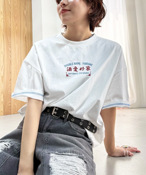 DOUBLE NAME（ダブルネーム）の「【YOIDORE】&times;DOUBLE NAMEコラボ ネオン刺繍 BIG TEE（Tシャツ/カットソー・レディース・オフホワイト/ブラック・FREE）」の12枚目の写真