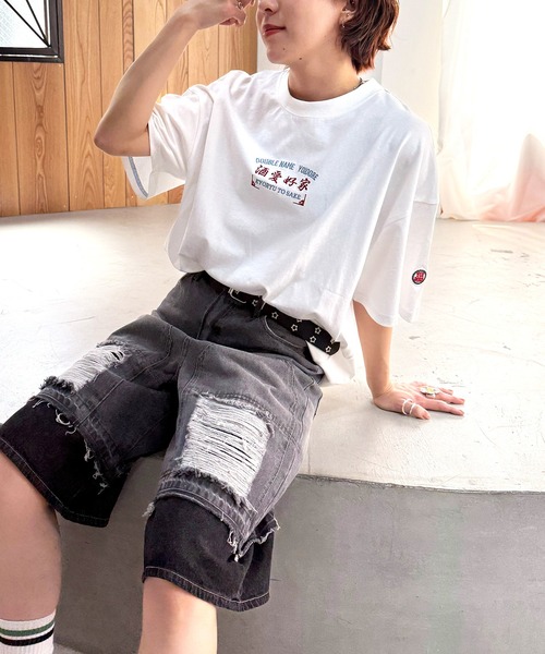 DOUBLE NAME（ダブルネーム）の「【YOIDORE】&times;DOUBLE NAMEコラボ ネオン刺繍 BIG TEE（Tシャツ/カットソー・レディース・オフホワイト/ブラック・FREE）」の13枚目の写真