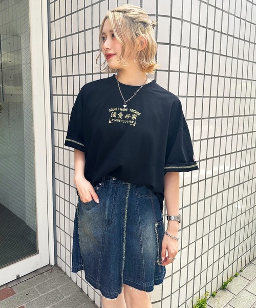DOUBLE NAME（ダブルネーム）の「【YOIDORE】&times;DOUBLE NAMEコラボ ネオン刺繍 BIG TEE（Tシャツ/カットソー・レディース・オフホワイト/ブラック・FREE）」の17枚目の写真