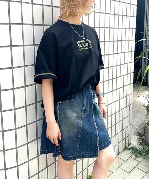 DOUBLE NAME（ダブルネーム）の「【YOIDORE】&times;DOUBLE NAMEコラボ ネオン刺繍 BIG TEE（Tシャツ/カットソー・レディース・オフホワイト/ブラック・FREE）」の18枚目の写真