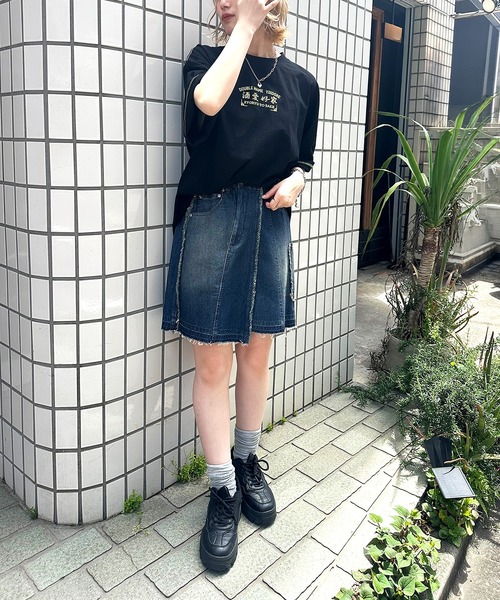 DOUBLE NAME（ダブルネーム）の「【YOIDORE】&times;DOUBLE NAMEコラボ ネオン刺繍 BIG TEE（Tシャツ/カットソー・レディース・オフホワイト/ブラック・FREE）」の21枚目の写真