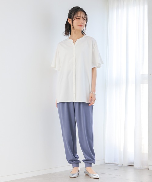 n'OrLABEL(ノアールレーベル)の「【接触冷感・イージーケア】キーネックフレア袖カットソー(シャツ/ブラウス・レディース・ブラック/ブルー/ピンクベージュ/オフホワイト・1/2)」の20枚目の写真
