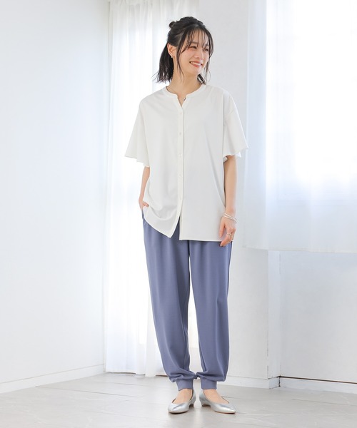n'OrLABEL(ノアールレーベル)の「【接触冷感・イージーケア】キーネックフレア袖カットソー(シャツ/ブラウス・レディース・ブラック/ブルー/ピンクベージュ/オフホワイト・1/2)」の21枚目の写真