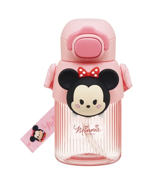 SK)【Disney】 ディズニー マスコット 付き ストロー ボトル 水筒 子供